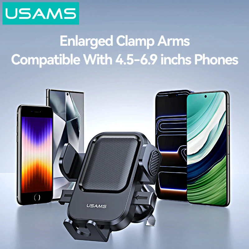 USAMS ZJ090 One-Touch Air Vent Car Phone Holder 360° Rotation Auto-Lock Universal Car Phone Mount for 4.5-6.9 Inch Mobile Phones — view 7
