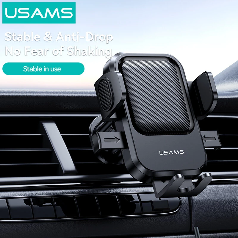 USAMS ZJ090 One-Touch Air Vent Car Phone Holder 360° Rotation Auto-Lock Universal Car Phone Mount for 4.5-6.9 Inch Mobile Phones — view 8