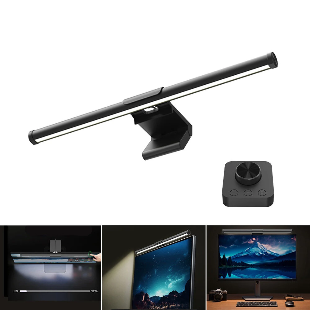 USB Monitor Light Bar Eye-Care Flicker-Free Desk Lamp 3 Color Temperatutes Ajustable Wireless Remote Control Stepless Dimming Aluminum Alloy Computer Screen Light — view 2