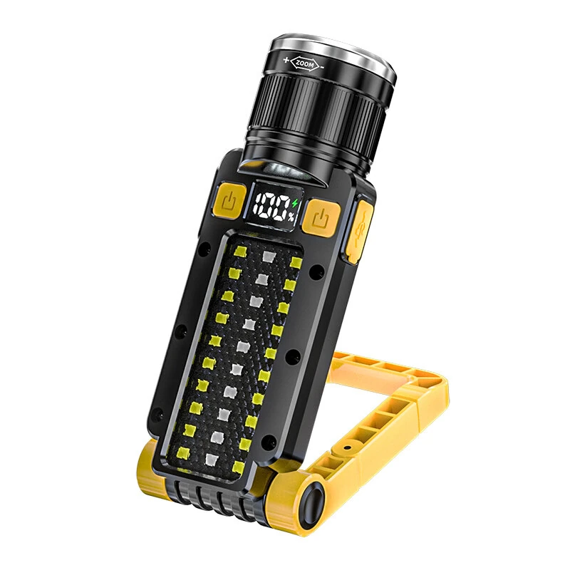 USB Rechargeable Dual Light Powerful LED Flashlight Zoomable Torch with Magnetic Bracket Outdoor Waterproof Camping Fishing Lantern — Pricio
