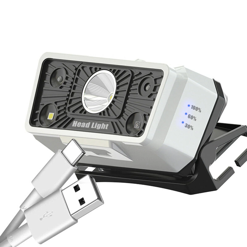 USB Rechargeable Powerful Sensor Headlamp Fishing Camping Head Flashlight 5 Mode Waterproof Spotlight Headlights Front Lantern for Fishing Camping Hiking — view 4