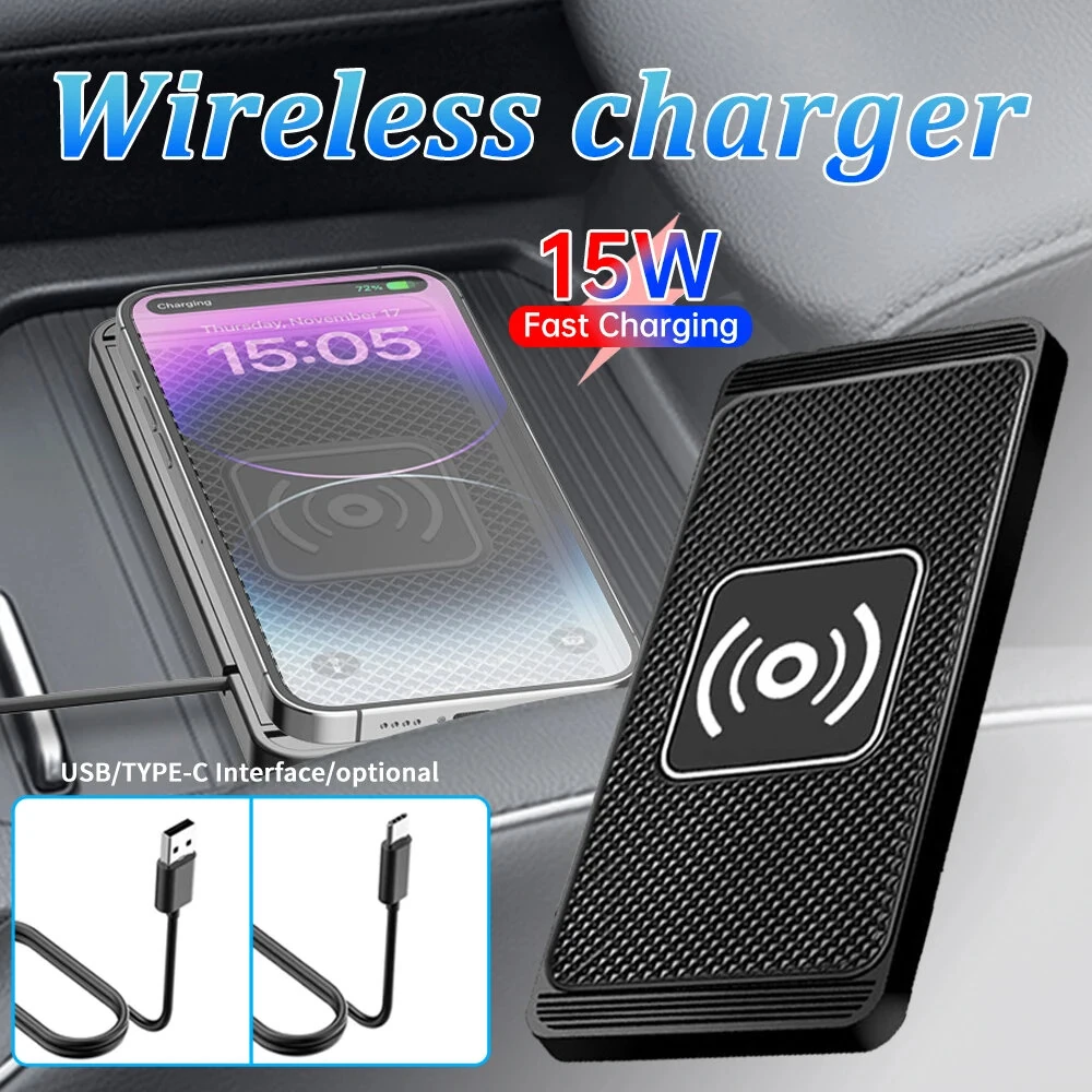 USB/Type-C Wireless Car Charger For Car Fast  7.5W/10W/15W Car Wireless Charger Dock Station Fast Charging For Iphone Samsung — view 2