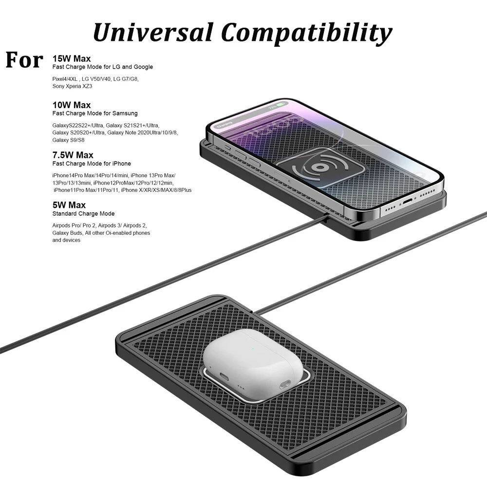 USB/Type-C Wireless Car Charger For Car Fast  7.5W/10W/15W Car Wireless Charger Dock Station Fast Charging For Iphone Samsung — view 5