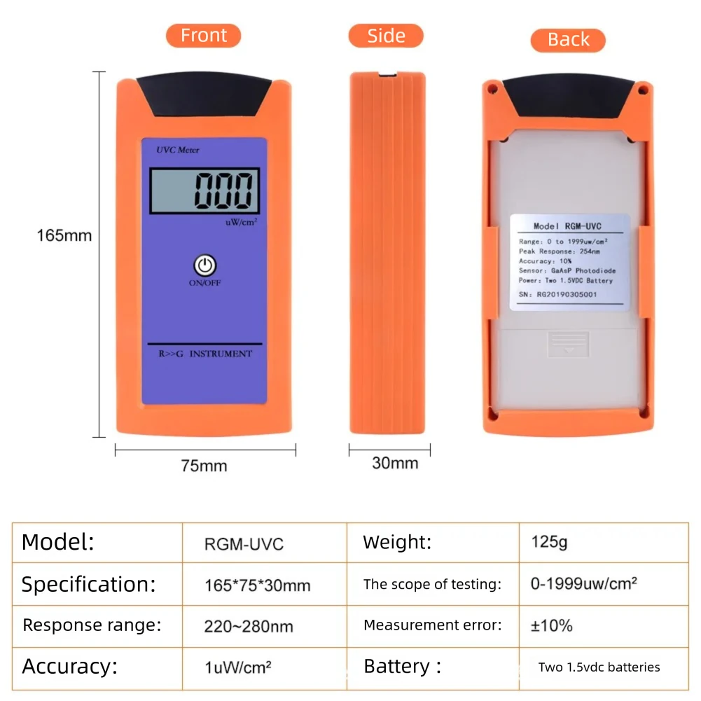 UVA UVB UVC Meter Digit Handheld UV Tester LCD Display Solar Ultraviolet Test Instrument — view 7