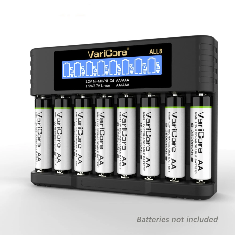 VariCore ALL8 Intelligent Rechargeable Battery Charger for Ni-MH Ni-Cd AA AAA 1.2V 1.5V 3.7V Li-Ion 14500/10440 Battery — view 2