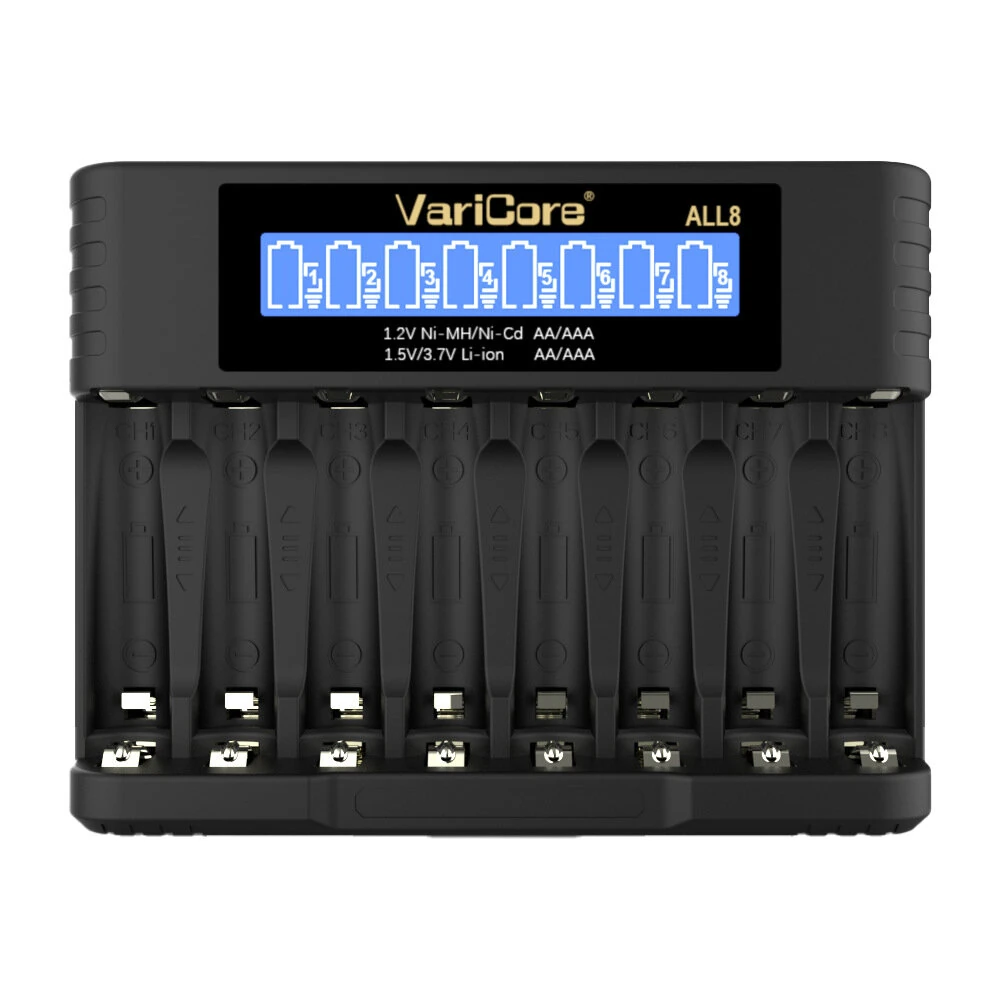 VariCore ALL8 Intelligent Rechargeable Battery Charger for Ni-MH Ni-Cd AA AAA 1.2V 1.5V 3.7V Li-Ion 14500/10440 Battery — view 7