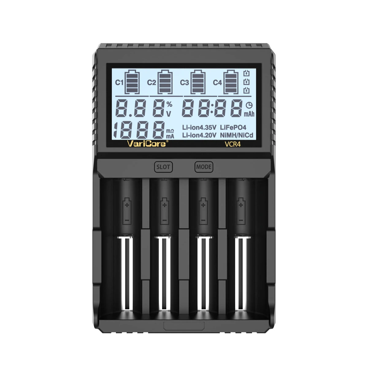 VariCore VCR4 4-Slot Smart Battery Charger for 18650 21700 AA AAA Ni-MH Li-ion LCD Display Capacity Test Adjustable Current — view 7