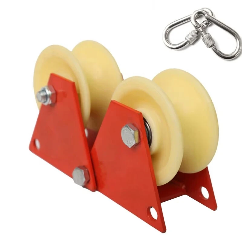 Versatile Foldable Pulley Manual Pulley Bend-Friendly High-Altitude Work Material Lifting Rope Tensioning Heavy Loads Steel Nylon Anti-Slip Design Compact Easy Storage — image 1