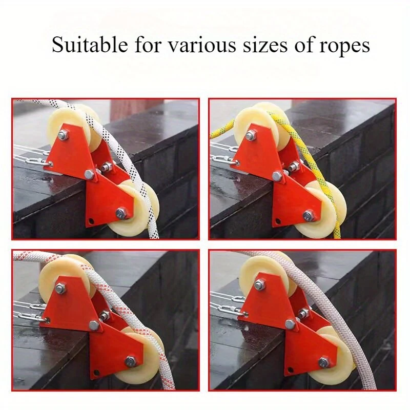 Versatile Foldable Pulley Manual Pulley Bend-Friendly High-Altitude Work Material Lifting Rope Tensioning Heavy Loads Steel Nylon Anti-Slip Design Compact Easy Storage — view 2
