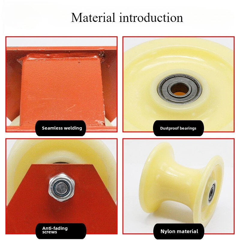 Versatile Foldable Pulley Manual Pulley Bend-Friendly High-Altitude Work Material Lifting Rope Tensioning Heavy Loads Steel Nylon Anti-Slip Design Compact Easy Storage — view 3
