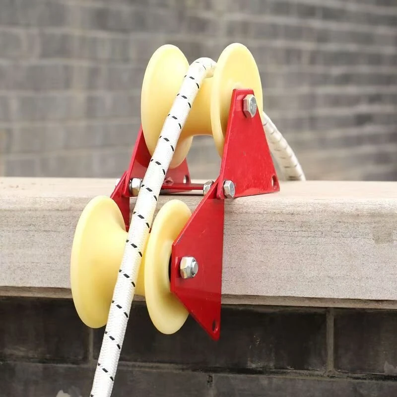 Versatile Foldable Pulley Manual Pulley Bend-Friendly High-Altitude Work Material Lifting Rope Tensioning Heavy Loads Steel Nylon Anti-Slip Design Compact Easy Storage — view 4