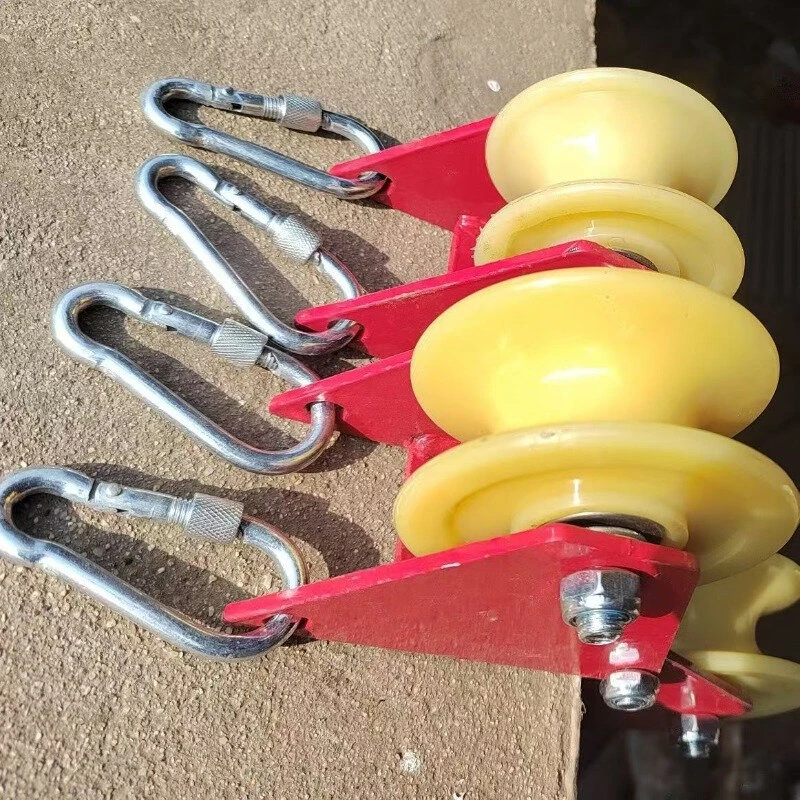 Versatile Foldable Pulley Manual Pulley Bend-Friendly High-Altitude Work Material Lifting Rope Tensioning Heavy Loads Steel Nylon Anti-Slip Design Compact Easy Storage — view 6