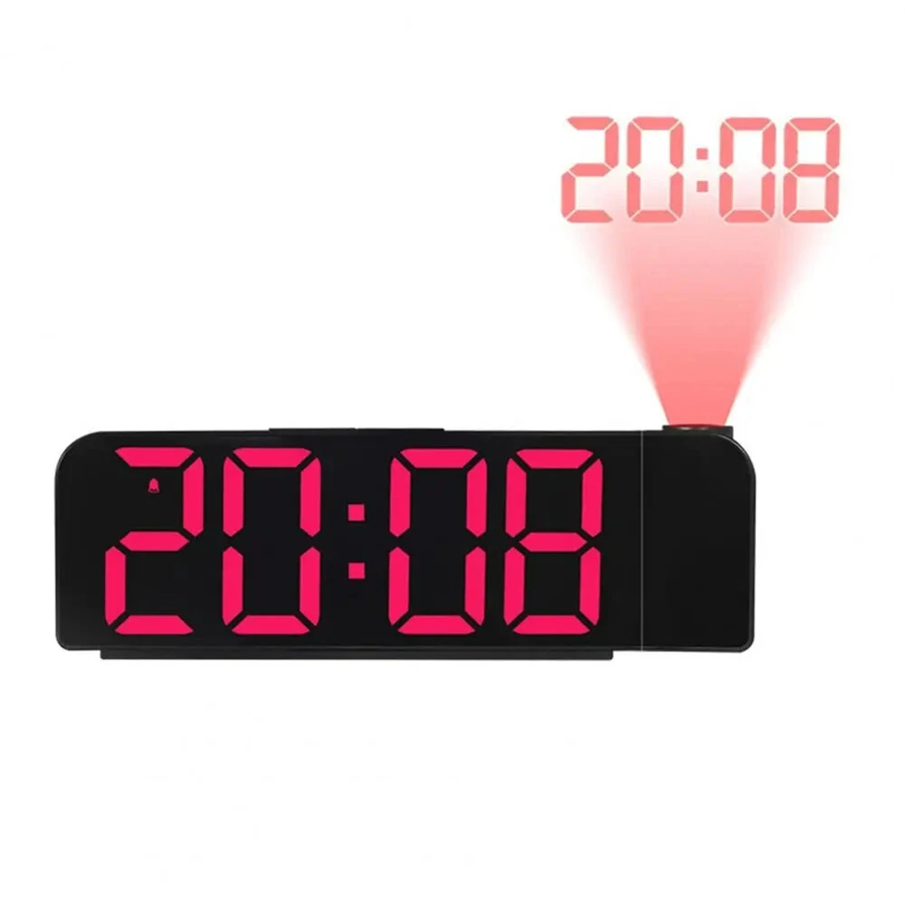 Versatile LED Digital Alarm Clock with 180 Degree Projection Adjustable Brightness /Indoor Temperature Dual Power Source Large Screen 12/24H For Home Office Classroom — view 6
