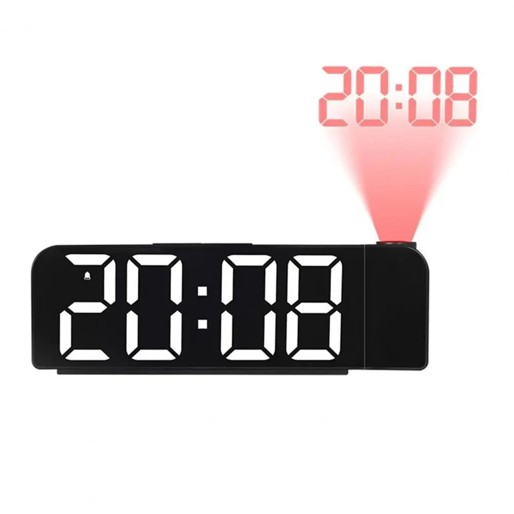 Versatile LED Digital Alarm Clock with 180 Degree Projection Adjustable Brightness /Indoor Temperature Dual Power Source Large Screen 12/24H For Home Office Classroom — view 7