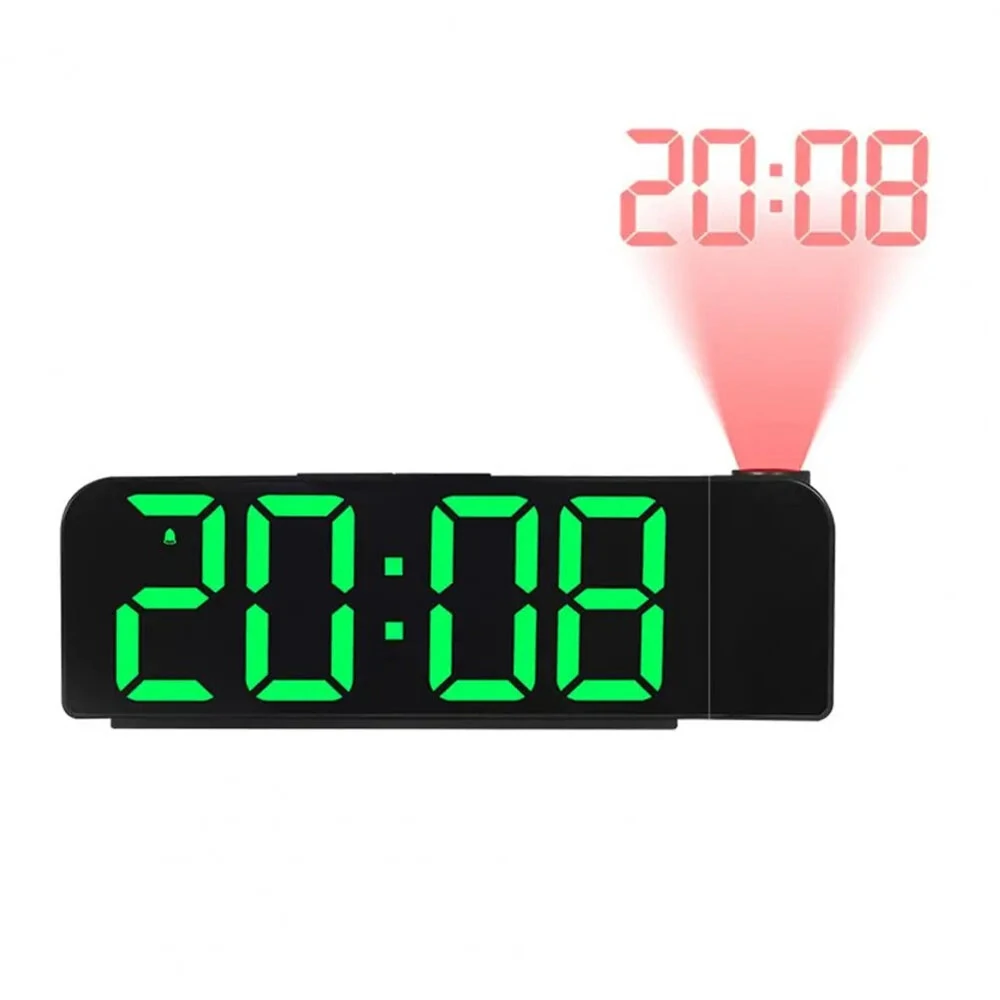 Versatile LED Digital Alarm Clock with 180 Degree Projection Adjustable Brightness /Indoor Temperature Dual Power Source Large Screen 12/24H For Home Office Classroom — view 8