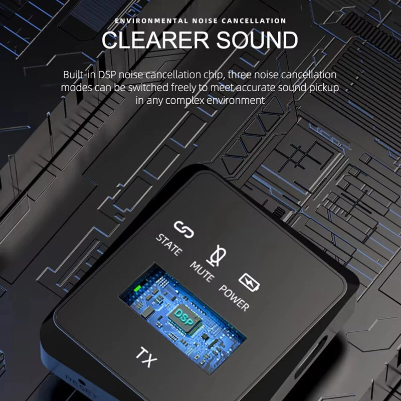 VIMAI AP009 2.4Ghz Wireless Lavalier Microphone USB-C/iP 3-in-1 Receiver Noise Canceling Mic 26H Battery Life 15ms Low Latency for Vlog Interview Live Streaming Recording — view 3