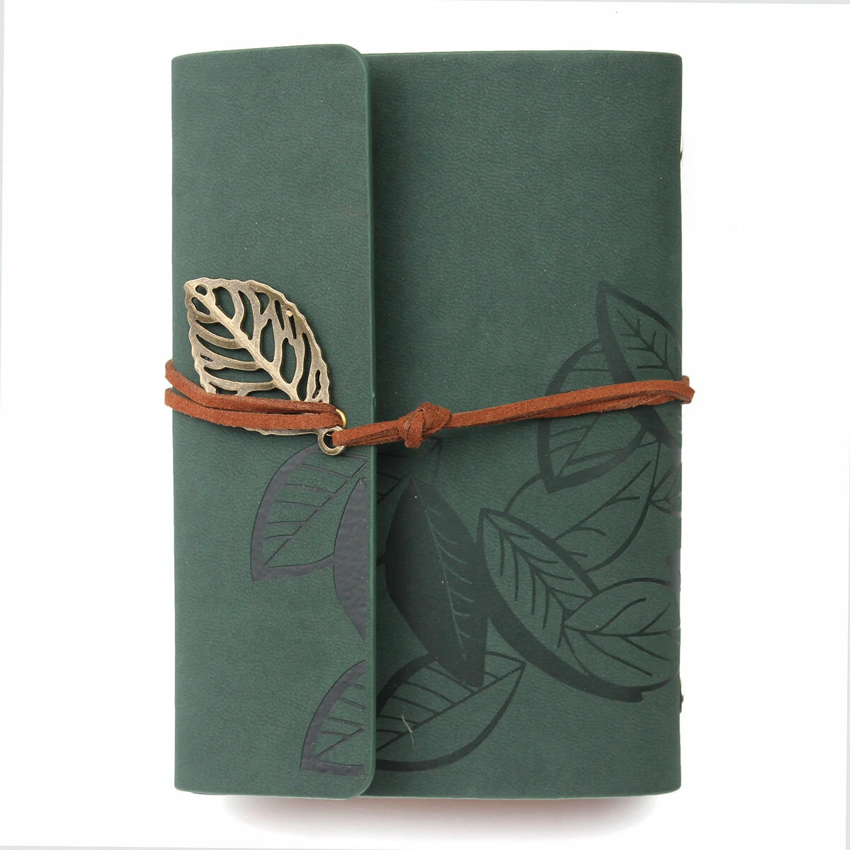 Vintage Leather Leaves Cover Notebook 90 Sheets Journal Book Diary Notepad Stationery School Office Supplies — image 1