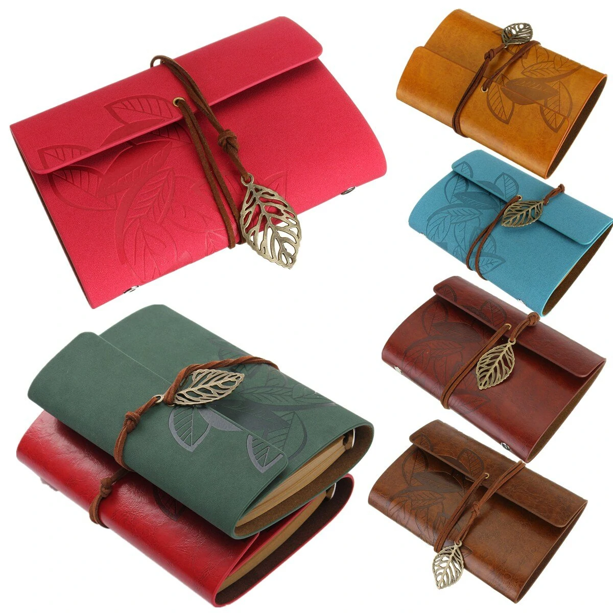 Vintage Leather Leaves Cover Notebook 90 Sheets Journal Book Diary Notepad Stationery School Office Supplies — view 10