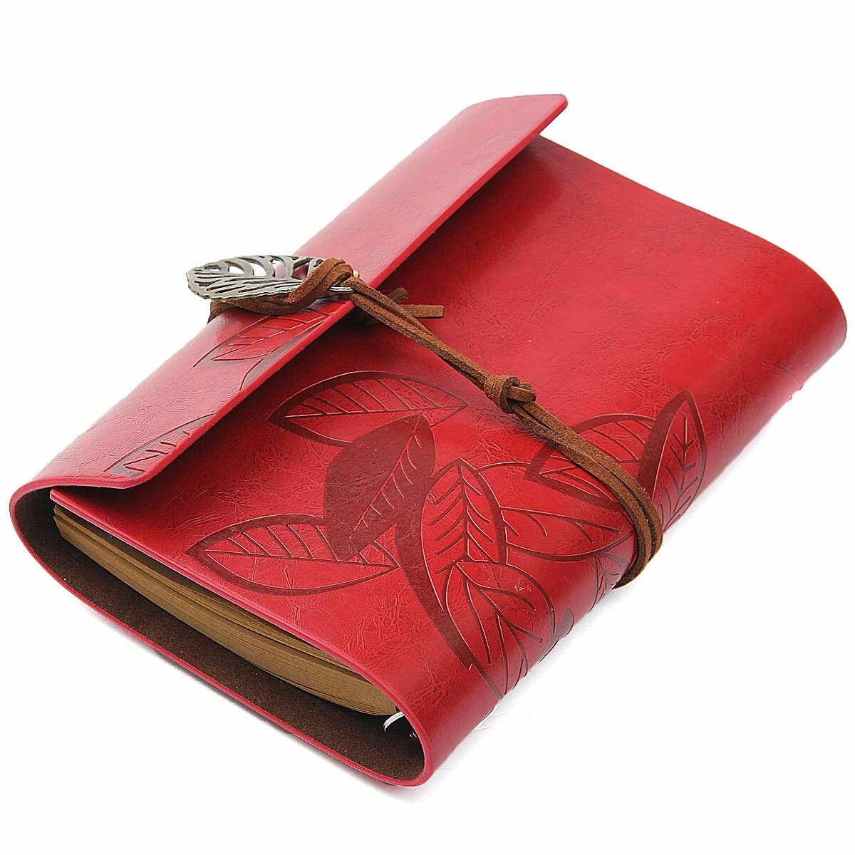 Vintage Leather Leaves Cover Notebook 90 Sheets Journal Book Diary Notepad Stationery School Office Supplies — view 3