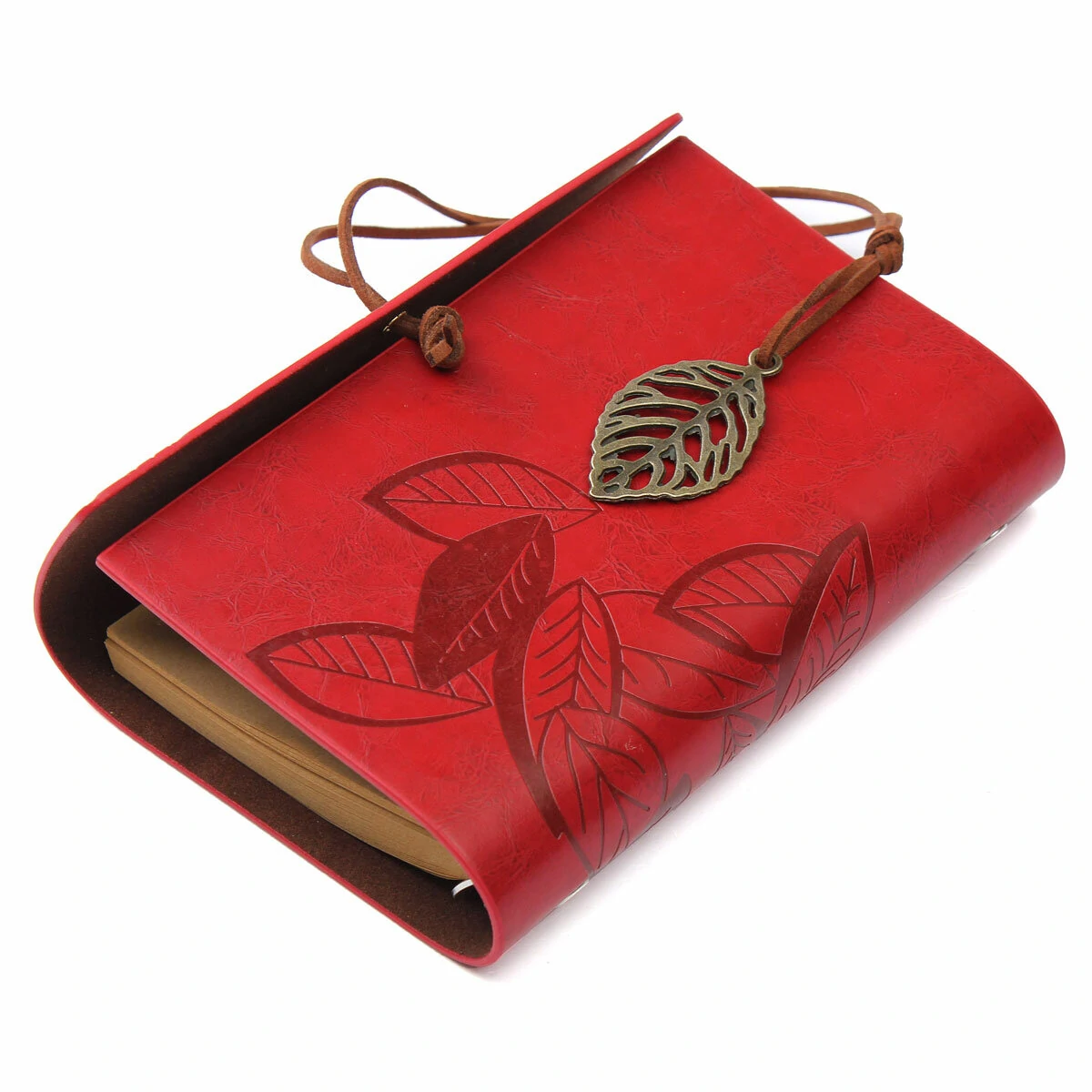 Vintage Leather Leaves Cover Notebook 90 Sheets Journal Book Diary Notepad Stationery School Office Supplies — view 5