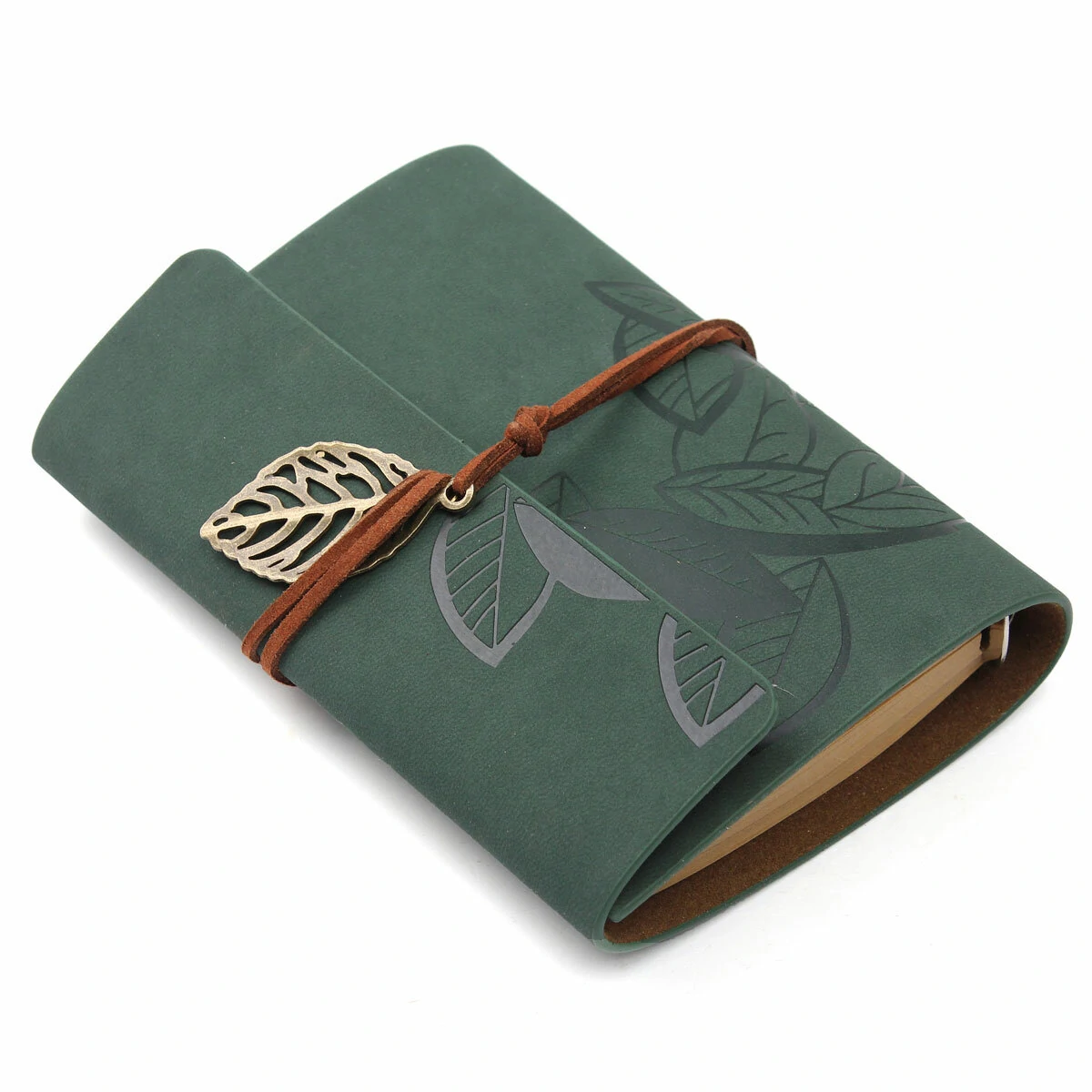 Vintage Leather Leaves Cover Notebook 90 Sheets Journal Book Diary Notepad Stationery School Office Supplies — view 6