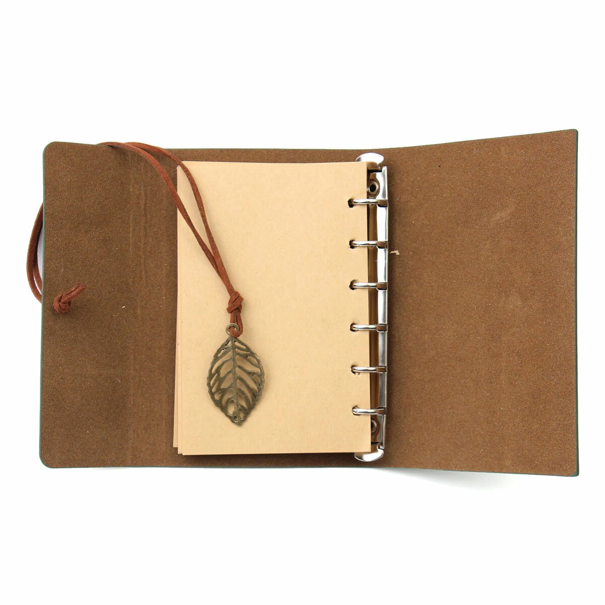Vintage Leather Leaves Cover Notebook 90 Sheets Journal Book Diary Notepad Stationery School Office Supplies — view 7
