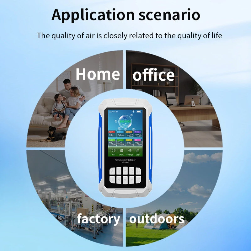 VT-AIR01 Air Quality Test 2000mAh Battery 2.8 Inch Screen CO2 PM2.5 NAI HCHO TVOC Monitoring Real-Time Display — view 6