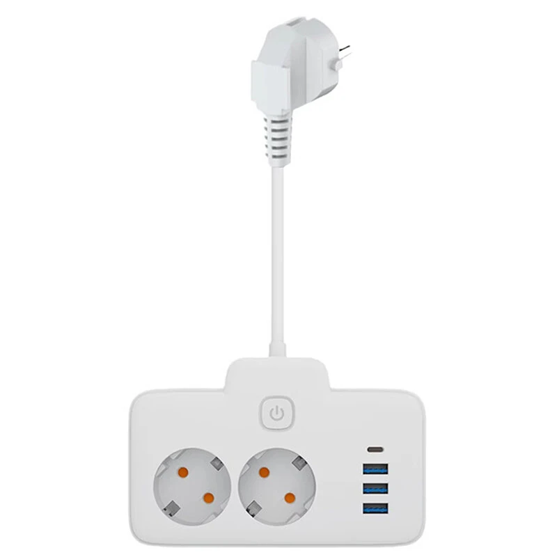 W602U EU Plug Extension Power Strip with 2 Power Sockets+3USB-A+USB-C Fast USB Charging Interface Multi-Outlet Wall Socket with LED Touch Switch for Home and Office — view 6