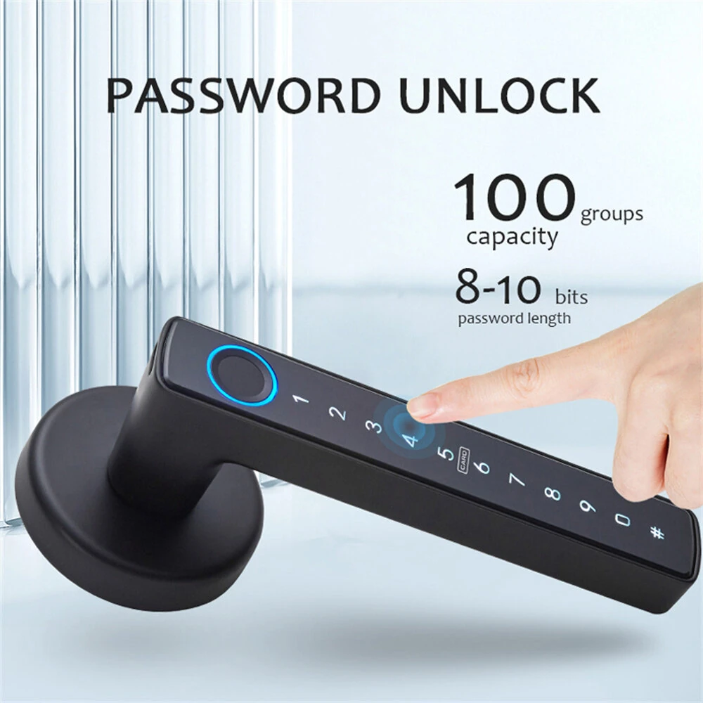 WAFU WF-F6 Tuya Smart Fingerprint Door Lock Aluminum Alloy Keyless Entry 5 Unlock Methods App Control Anti-Peep Password IC Card Key Type-C Emergency Power High Security NFC Function — view 3