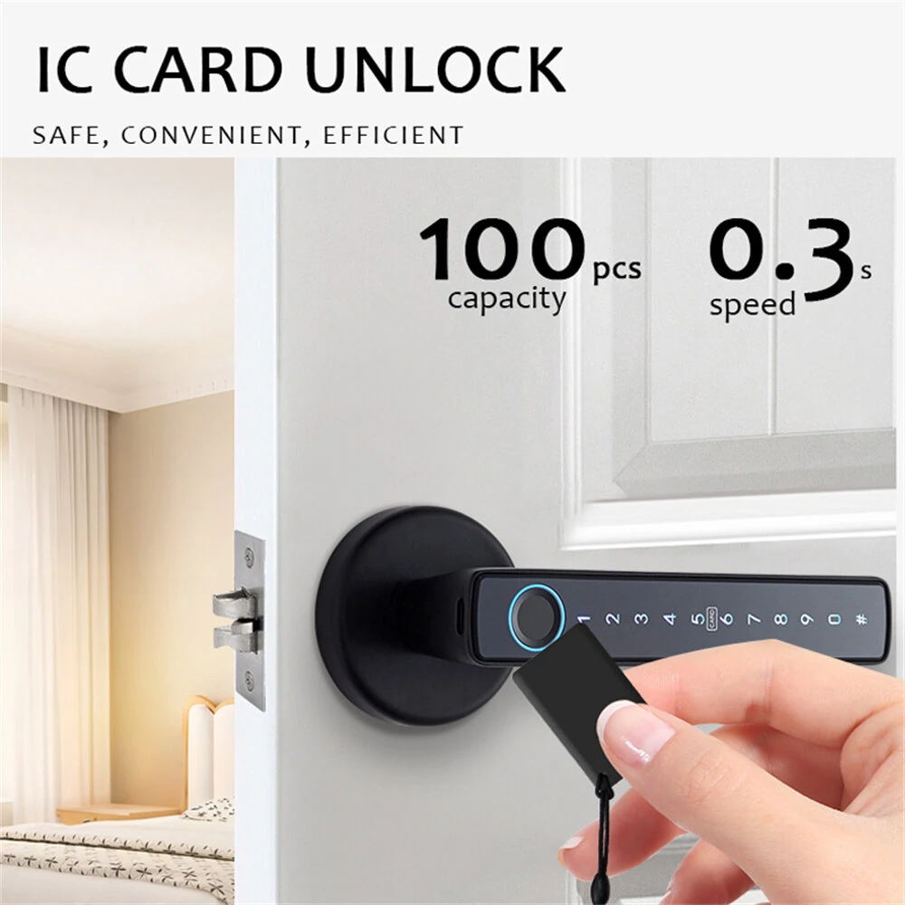 WAFU WF-F6 Tuya Smart Fingerprint Door Lock Aluminum Alloy Keyless Entry 5 Unlock Methods App Control Anti-Peep Password IC Card Key Type-C Emergency Power High Security NFC Function — view 4