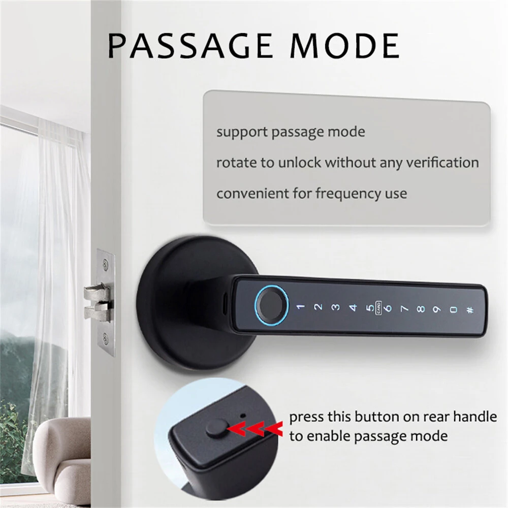 WAFU WF-F6 Tuya Smart Fingerprint Door Lock Aluminum Alloy Keyless Entry 5 Unlock Methods App Control Anti-Peep Password IC Card Key Type-C Emergency Power High Security NFC Function — view 5
