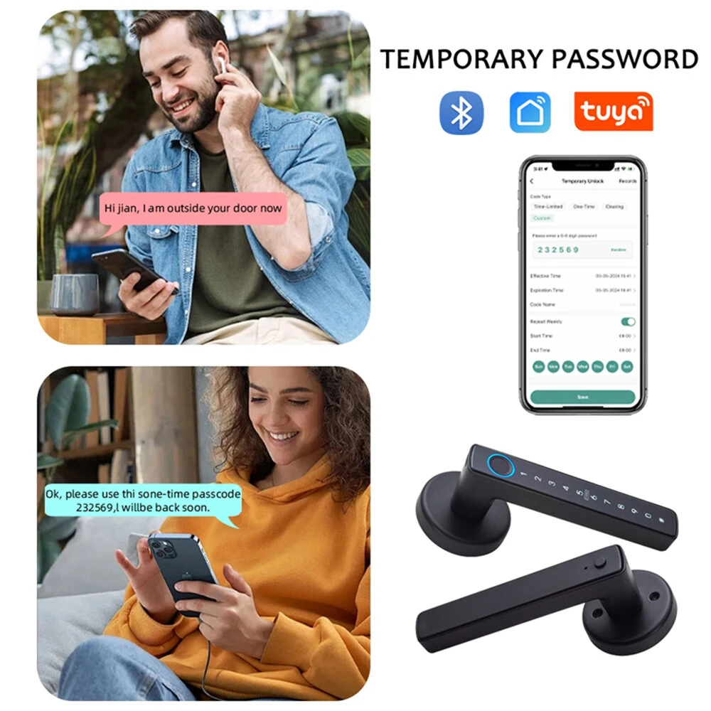 WAFU WF-F6 Tuya Smart Fingerprint Door Lock Aluminum Alloy Keyless Entry 5 Unlock Methods App Control Anti-Peep Password IC Card Key Type-C Emergency Power High Security NFC Function — view 7