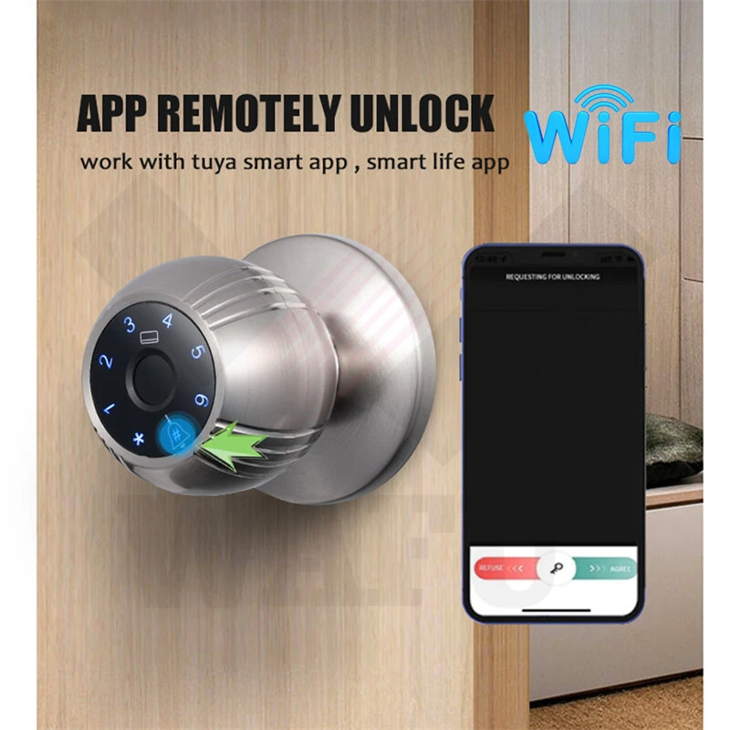 WAFU WF-Q8 Smart Door Lock Aluminum Alloy WiFi Fingerprint Password Card Key App Remote Control High Capacity Storage Sliding Door Electronic Lock — view 6