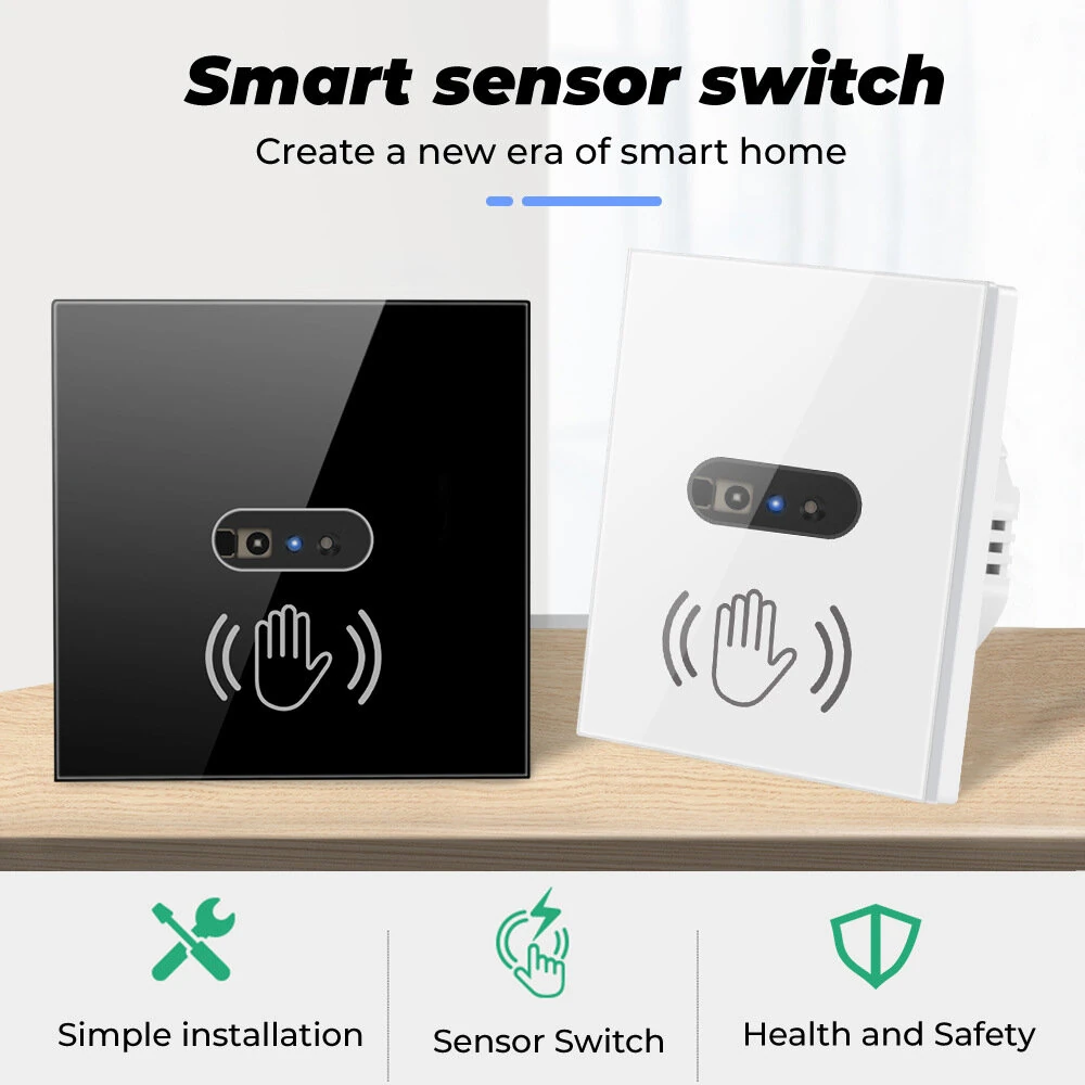 Wall-mounted Smart IR Light Switch Wave Infrared Sensor No Need Touch Tempered Glass Panel Switch Neutral Wire Needed — view 2