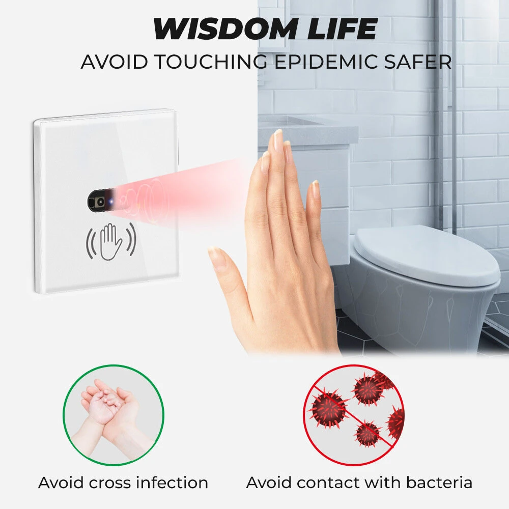 Wall-mounted Smart IR Light Switch Wave Infrared Sensor No Need Touch Tempered Glass Panel Switch Neutral Wire Needed — view 3