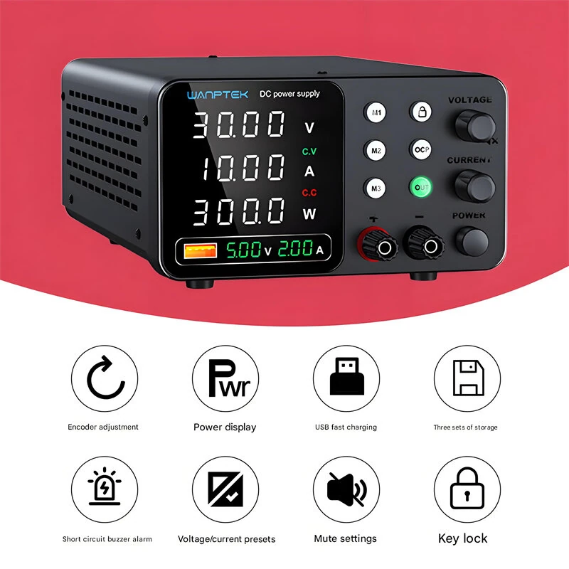 WANPTEK DC Power Supply TPS-C1203 TPS-C305 C605 C3010 0-160V 0-10A 360W 300W 150W Adjustable Regulated Power Supply USB Fast Charge Overcurrent Protection Digital Display — view 3