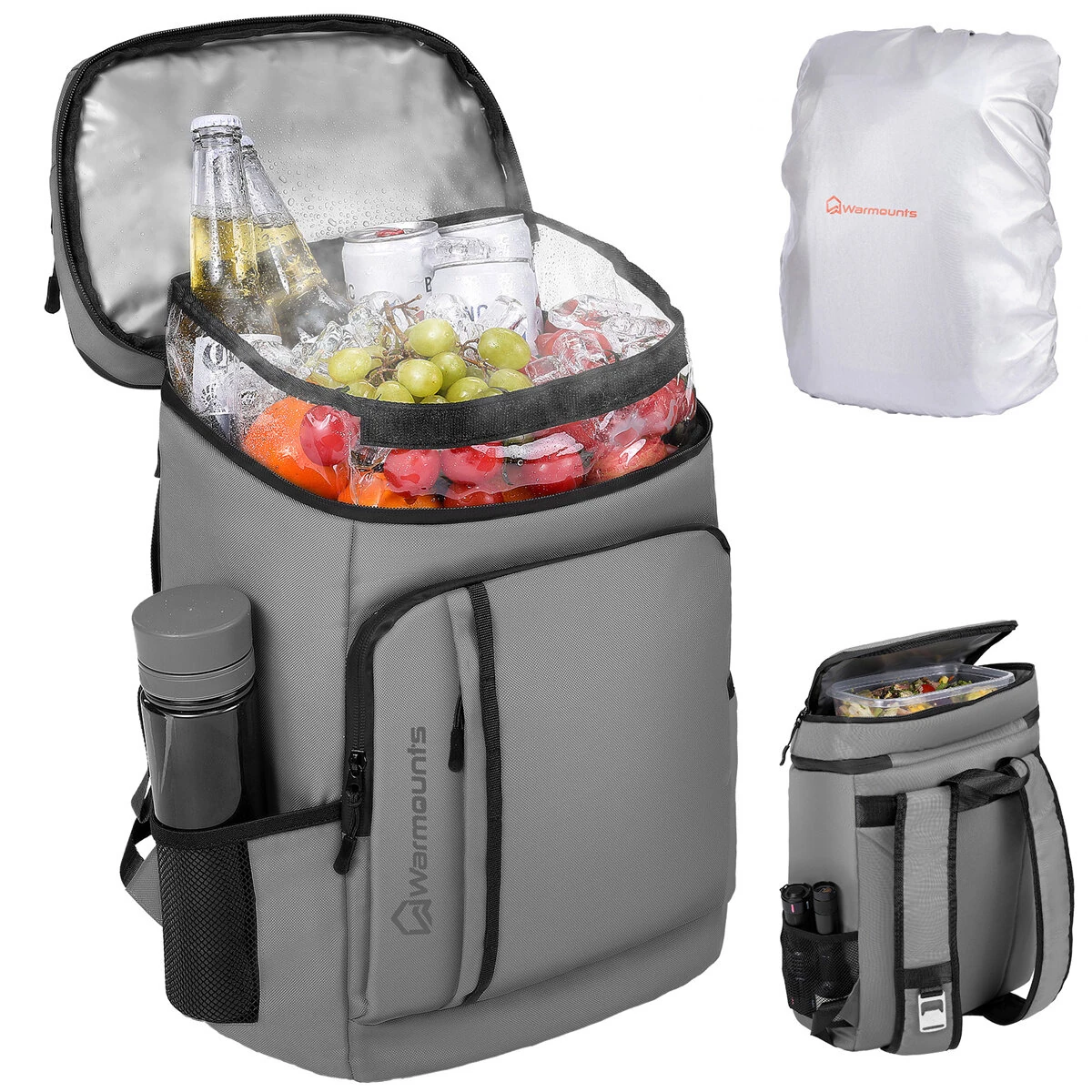 WARMOUNTS Backpack Cooler Insulated 36 Cans w/ Insulating Cover, Upgraded Leakproof Soft Cooler Backpack 2 Compartment for Camping Hiking Picnic Beach — view 2