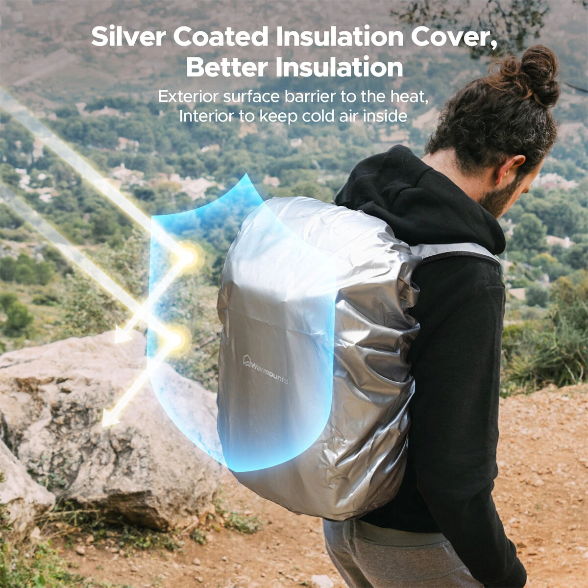 WARMOUNTS Backpack Cooler Insulated 36 Cans w/ Insulating Cover, Upgraded Leakproof Soft Cooler Backpack 2 Compartment for Camping Hiking Picnic Beach — view 5