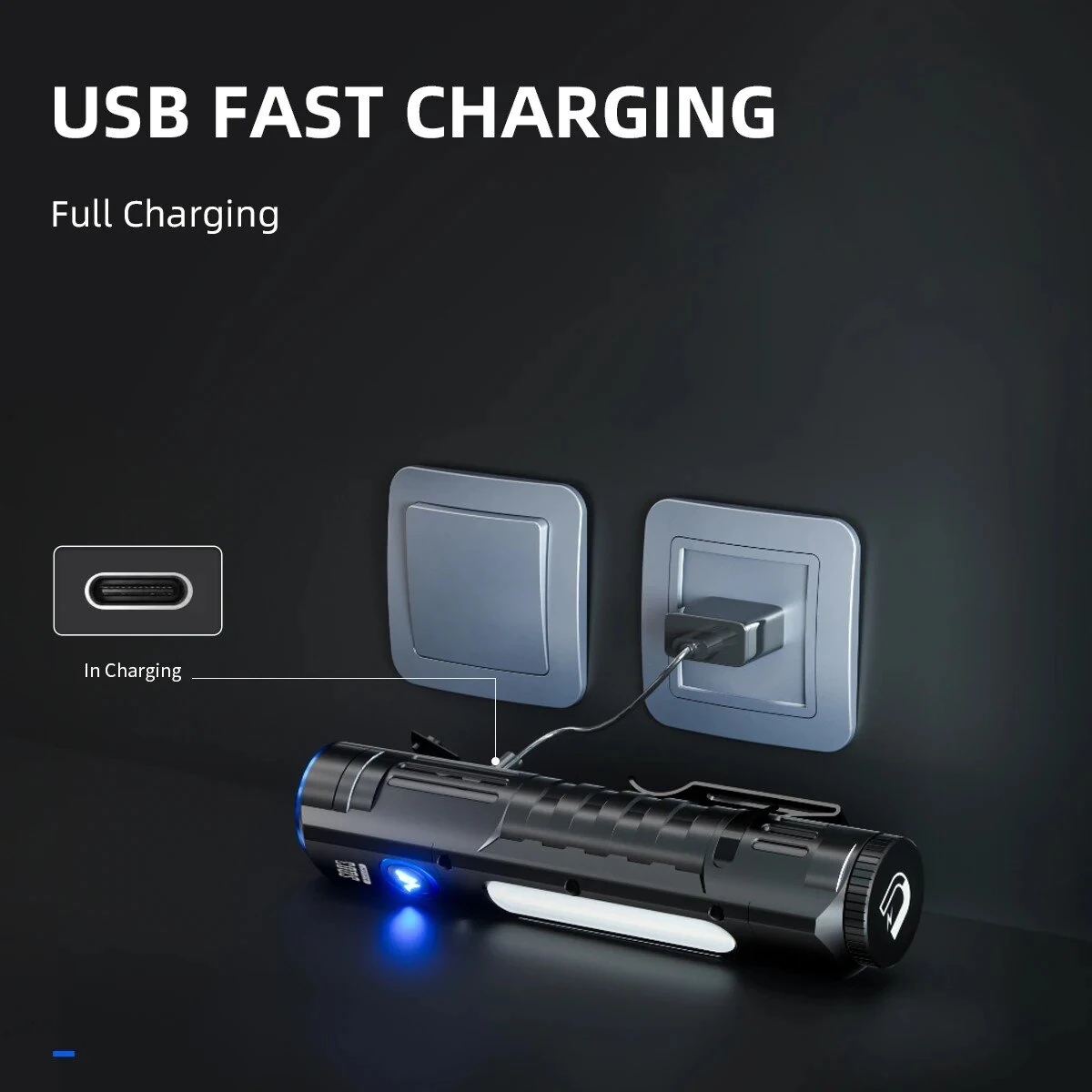 WARSUN Rechargeable Flashlight 1900 Lumens 4000 Mah Super Bright Magnet Flash Light Powerful Handheld LED Portable Waterproof Flashlight — view 6