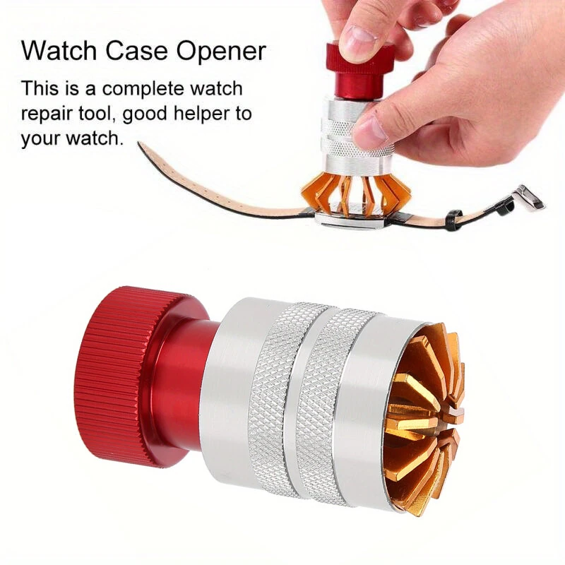 Watch Repair Tool Kit Chrome Vanadium Steel Adjustable Case Opener Acrylic Crystal Removal Lightweight Non Slip Pattern Portable Repair Accessories — view 4