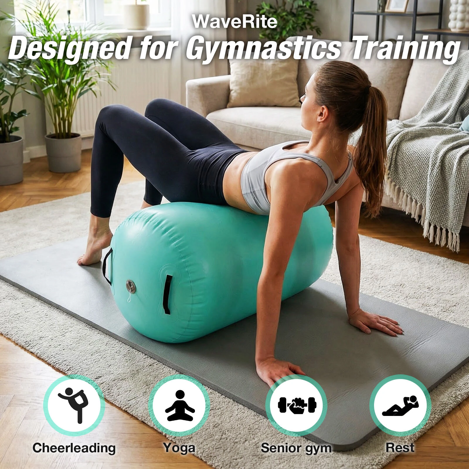 WaveRite 100x60cm AirBlock Inflatable Gymnastics Mat Gym Block Tumbling Block Training Block Training Mat Sports Block Gym Block with Pump — view 2