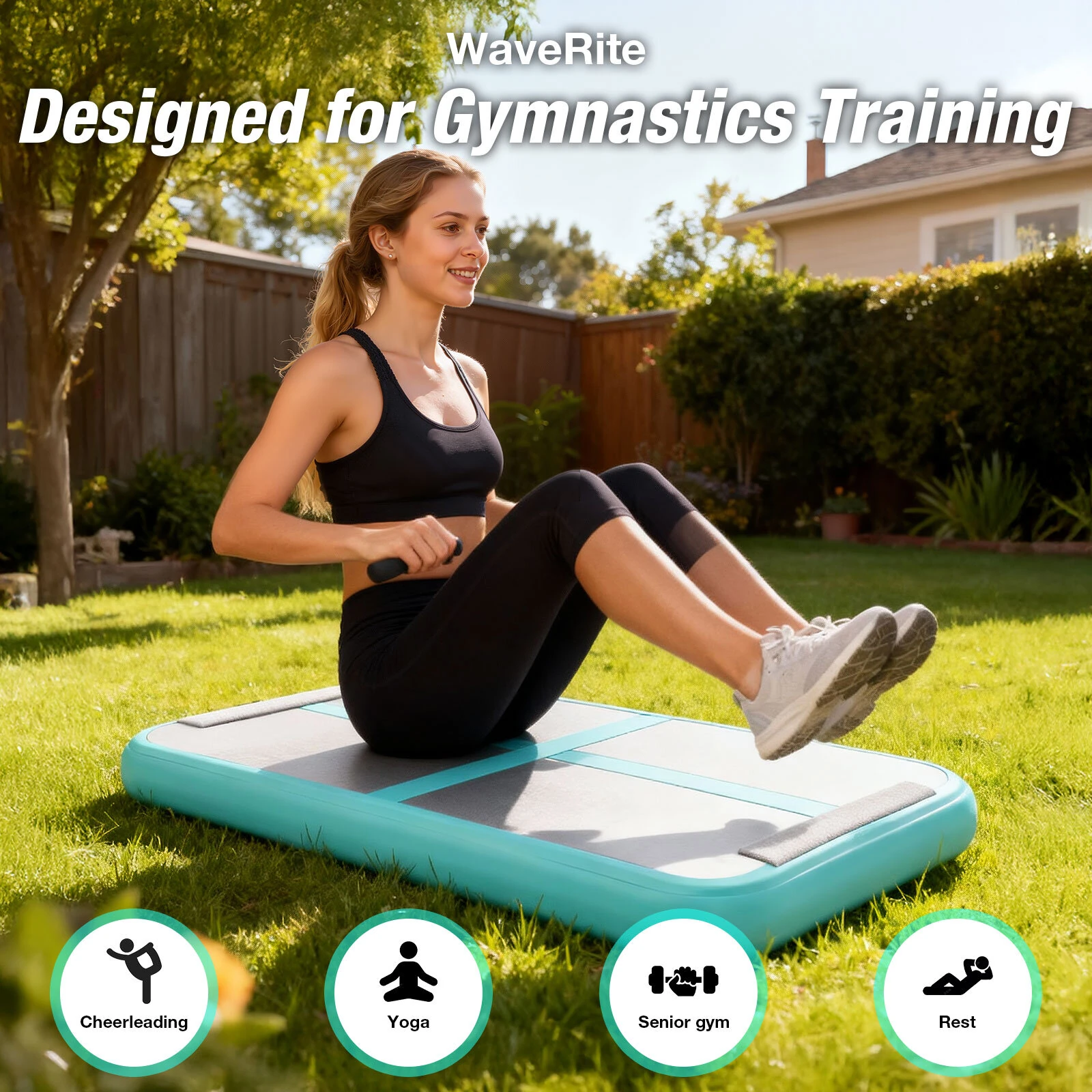 WaveRite 100x60x10cm AirBlock Inflatable Gymnastics Mat Gym Block Tumbling Block Training Block Training Mat Sports Block Gym Block with Pump — view 2