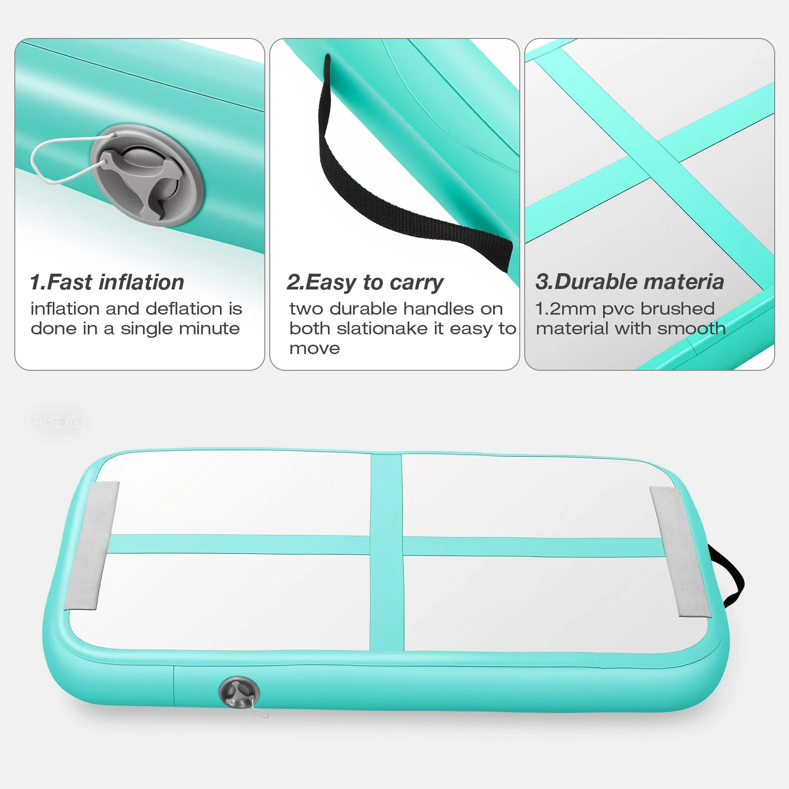 WaveRite 100x60x10cm AirBlock Inflatable Gymnastics Mat Gym Block Tumbling Block Training Block Training Mat Sports Block Gym Block with Pump — view 4