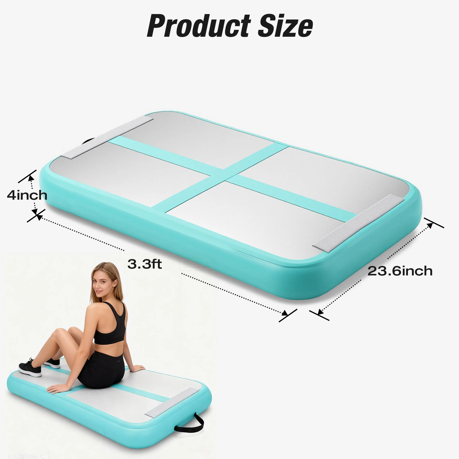 WaveRite 100x60x10cm AirBlock Inflatable Gymnastics Mat Gym Block Tumbling Block Training Block Training Mat Sports Block Gym Block with Pump — view 6
