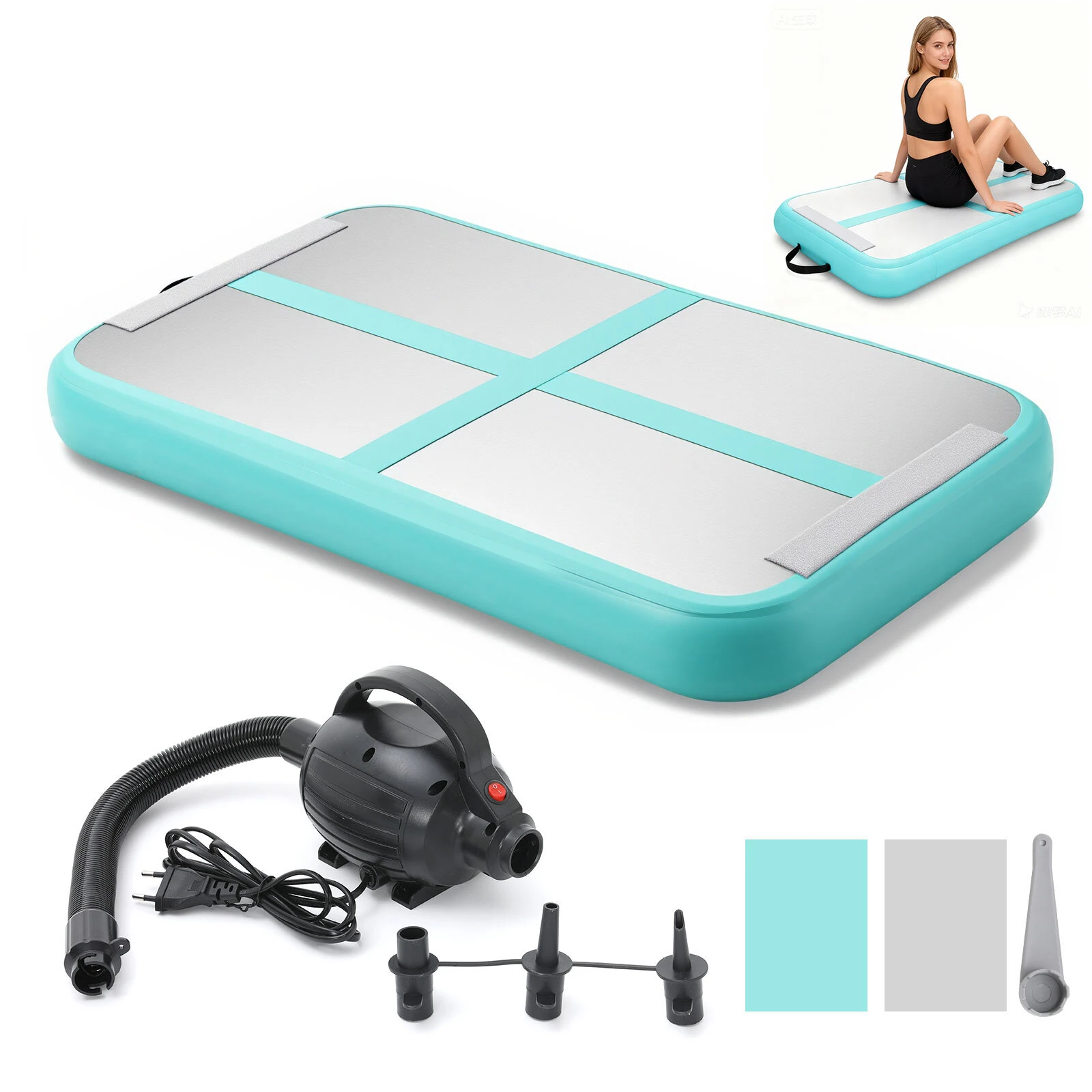 WaveRite 100x60x10cm AirBlock Inflatable Gymnastics Mat Gym Block Tumbling Block Training Block Training Mat Sports Block Gym Block with Pump — view 9
