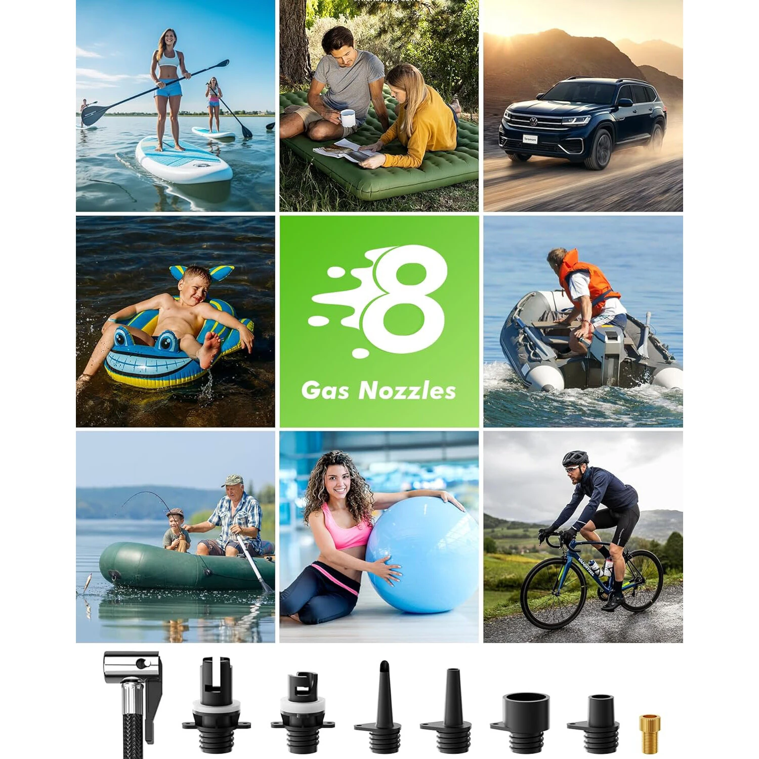 WaveRite 50PSI Paddle Board Pump Electric Portable ISUP Air Pump for Paddleboard with Auto-Off Deflate Function and 12V DC Car Connector for Stand Up Paddle Boards Boats Tents Mattresses — view 5