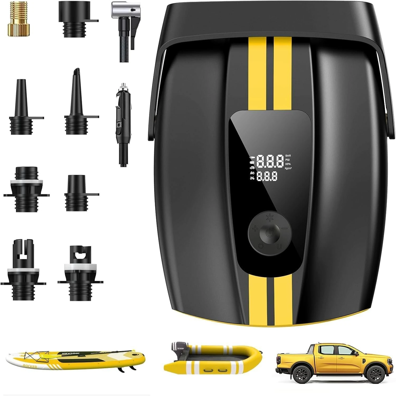 WaveRite 50PSI Paddle Board Pump Electric Portable ISup Pump with Auto-Off 9 Modes Paddleboard Pump for Stand Up Paddle Board Car Kayak Motorcycle Bicycle (Non Rechargeable)