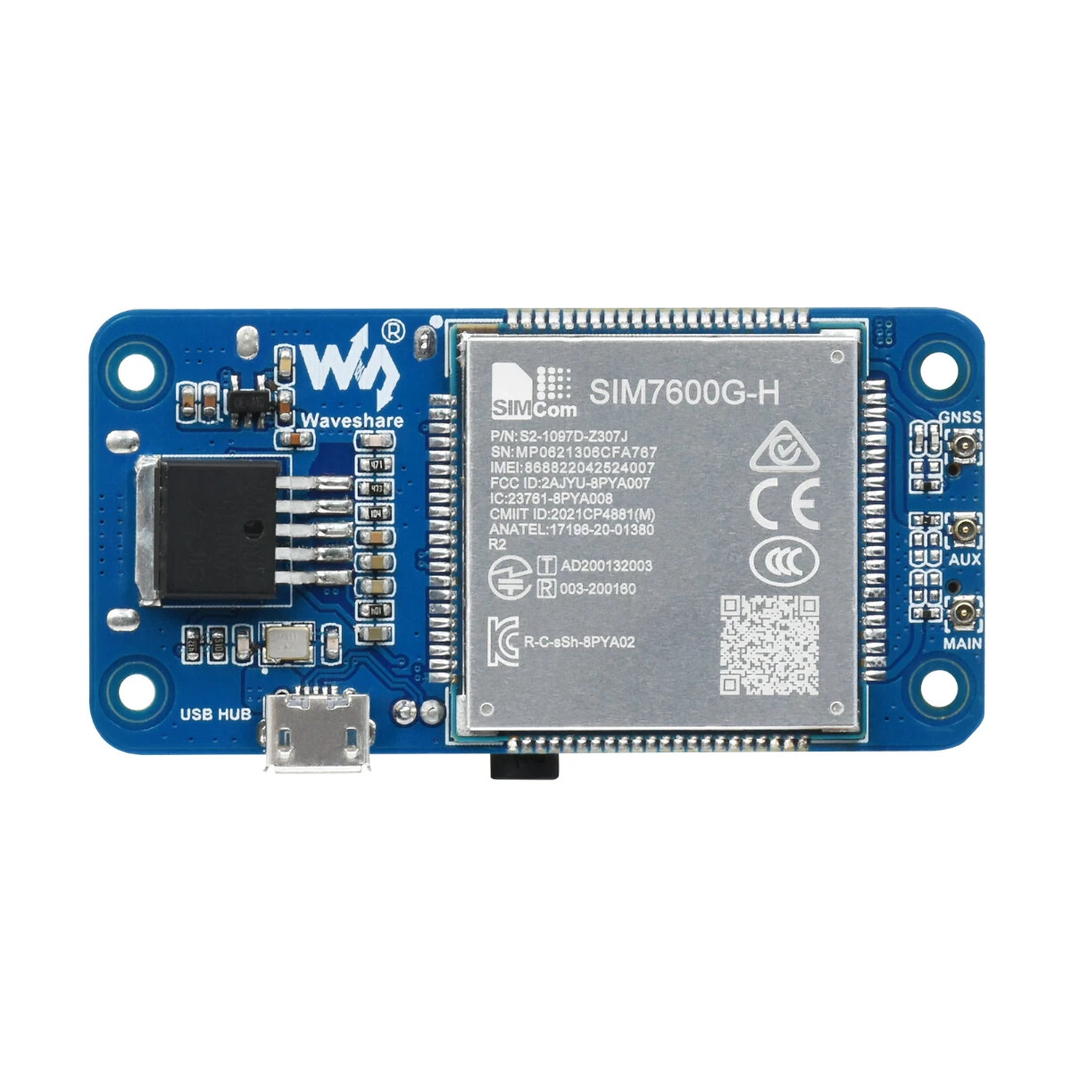 Waveshare SIM7600G-H 4G HAT (B) For Raspberry Pi Global Band LTE Cat-4 4G/3G/2G Communication Module With GNSS Positioning Support — view 3