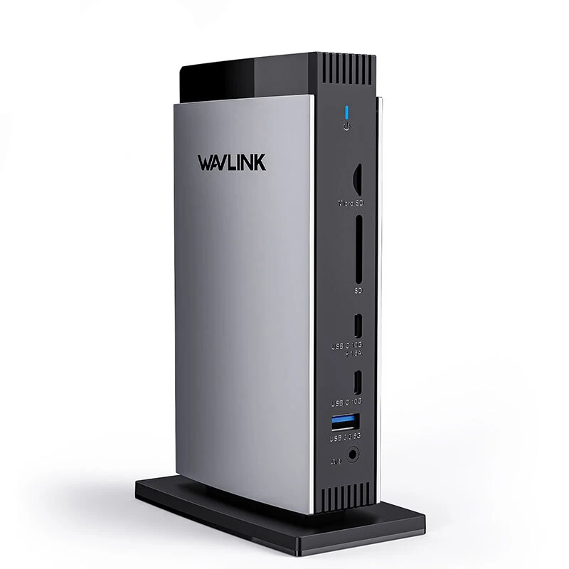 WAVLINK 15 in 1 USB-C DiskplayLink Docking Station with 3*HD 2DP RJ45 Gigabit Audio/Mic SD/TF 5 USB Ports 130W AC Power Supply Triple Display Laptop Dock for M1 M2 M3 Mac and Windows — view 4