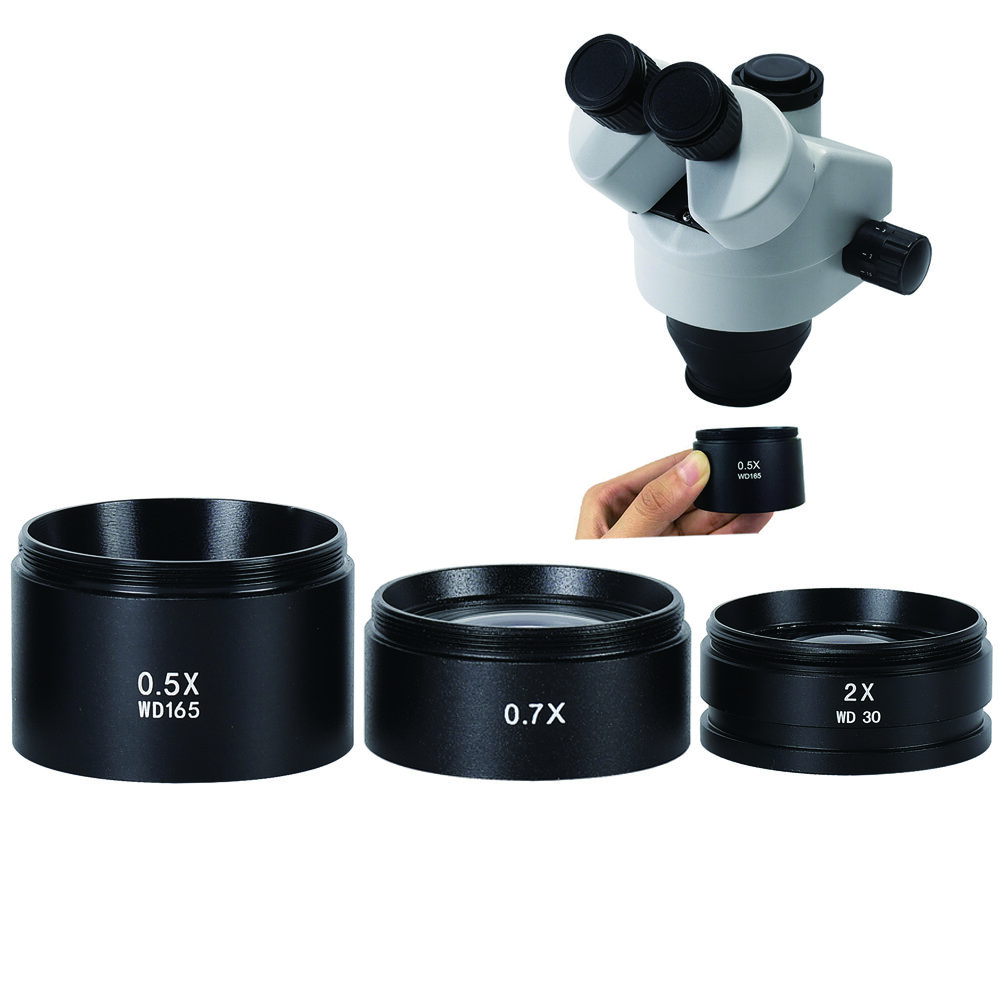 WD165 0.5X 0.7X 2.0X Auxiliary Objects Lens Microscope Camera Lens For Trinocular Binocular Stereo Zoom Microscope Barlow Glass Lens